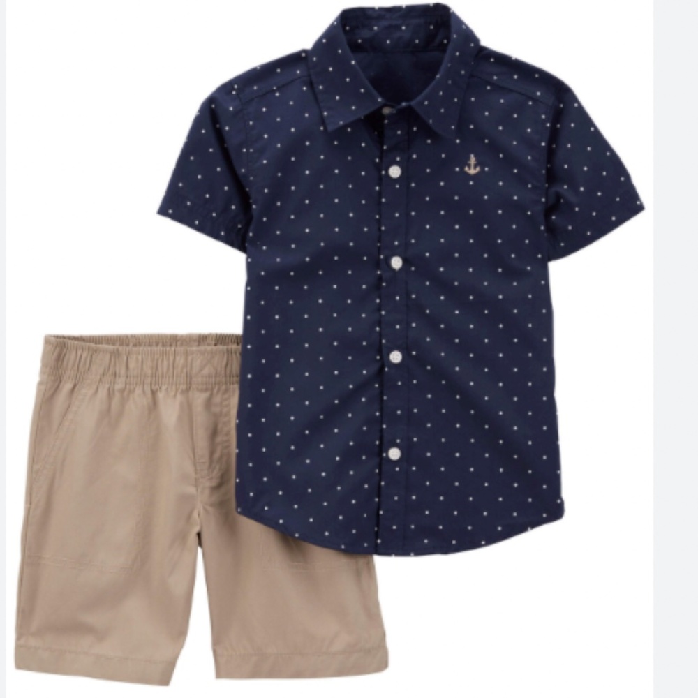 Carter's 2-Piece Polka-Dot Button Down Shirt & Shorts Set, 3M